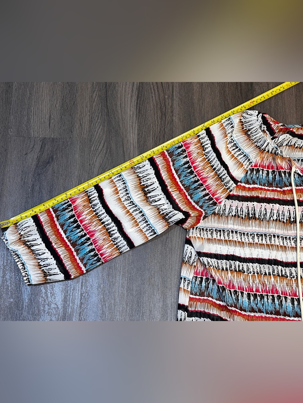 Boho Aztec Stripe Tassel Peasant Tunic Top Festival Coastal Cowgirl - Picture 9 of 12
